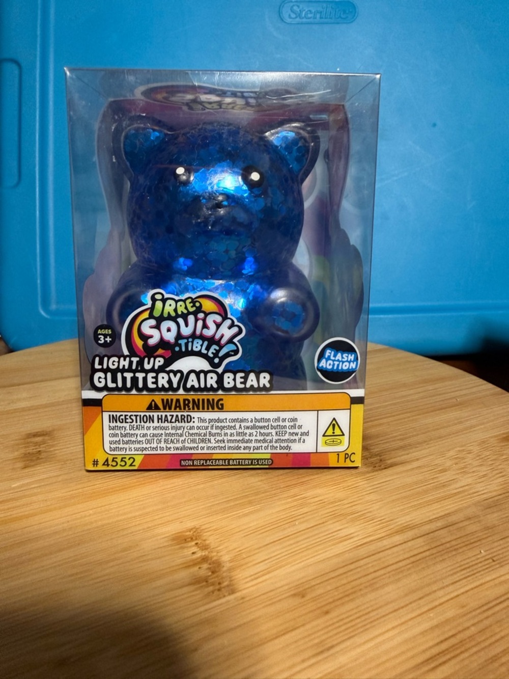 Light-Up Squishy Glittery Air Bear - Blue - Picture 5 of 5